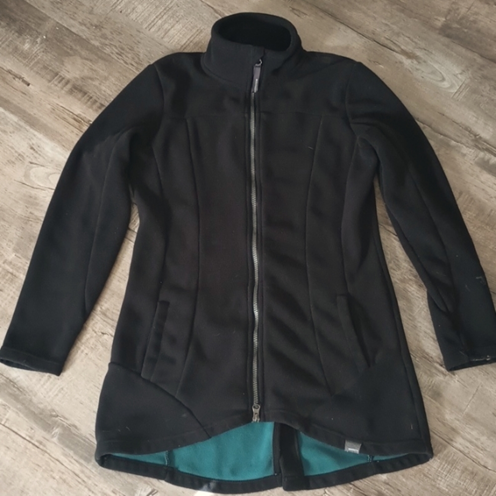 MONDETTA Black/Teal Longline Fleece Jacket